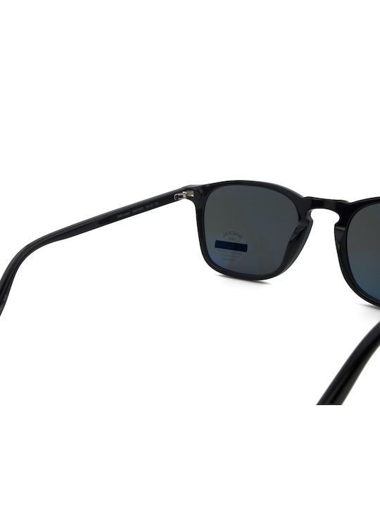 Serengeti Delio Large Male Sunglasses With Black Horn-Rimmed Frame And Black Polarized Mirror Lens SS818006