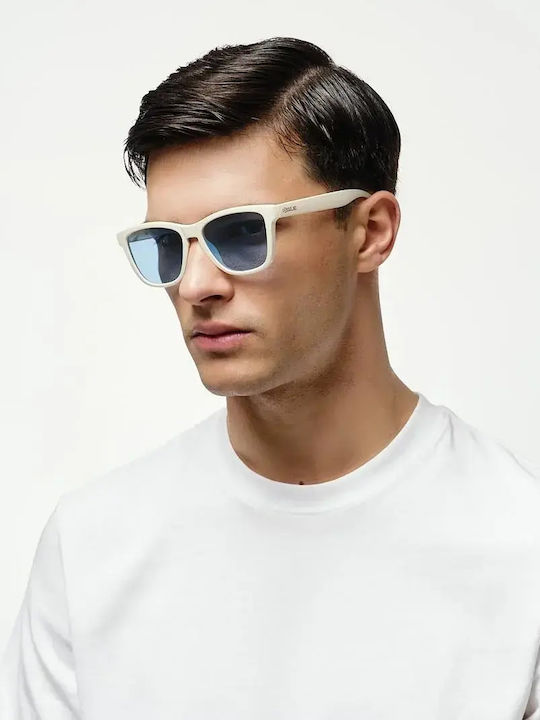 Cosselie Maya Bay Unisex Sunglasses With White Frame And Blue Polarized Lens
