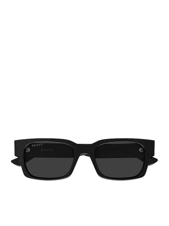 Gucci Men's Sunglasses with Black Horn-Rimmed Frame and Grey Lens gg2084s 001