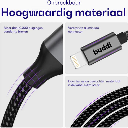 Buddi Flex 3.5mm to Lightning Cable Μαύρο 2m
