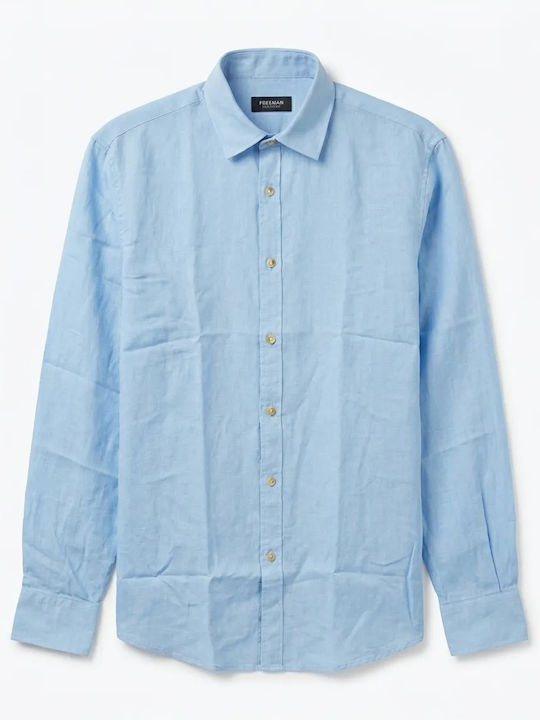 Short Sleeve Linen Shirt Light Blue