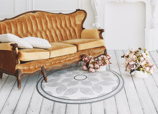 Tulup Rundes Wohnzimmer Teppich Grau Φ120cm