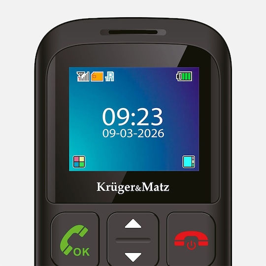 Kruger & Matz Simple 923 Dual SIM Κινητό με Μεγάλα Κουμπιά (Αγγλικό Μενού) Μαύρο