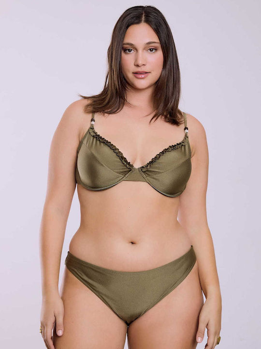 Set Bikini mit Abnehmbarer Verstärkung Khaki