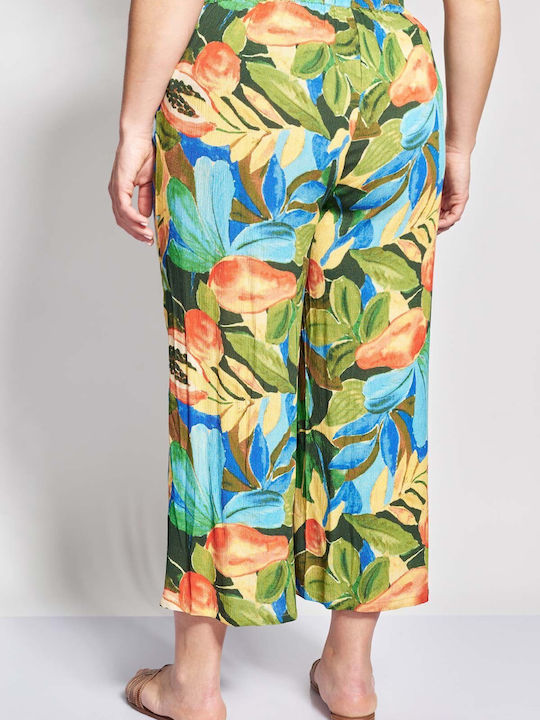 Pantaloni Largi Dama Din Piele Cu Cauciuc Exotic Imprimeu