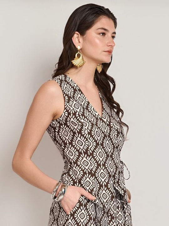 Women's Brown Set with Trousers with Rubber Band in Loose Fit