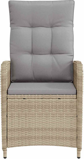 Outdoor Chair Metallic Beige and Light Grey with Cushion