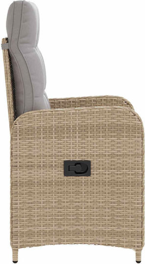 Outdoor Chair Metallic Beige and Light Grey with Cushion