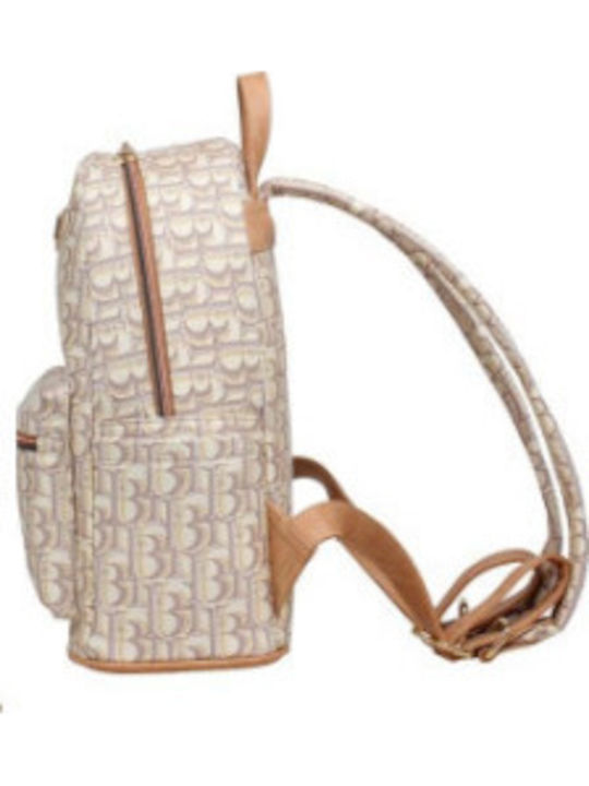 Women's Beige Backpack H-008MIT