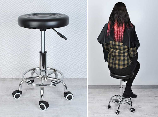 Räder Friseursalon- und Spa-Hocker mit Rückenlehne Schwarz