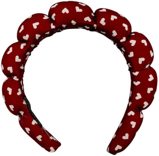 Hair Headband Puffy White Red Pattern 4 Designs 1 Piece