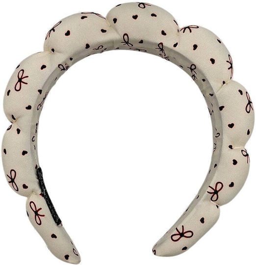 Hair Headband Puffy White Red Pattern 4 Designs 1 Piece