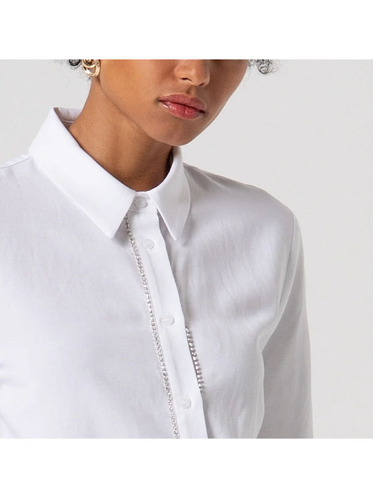 Short Sleeve Women's Linen Shirt White