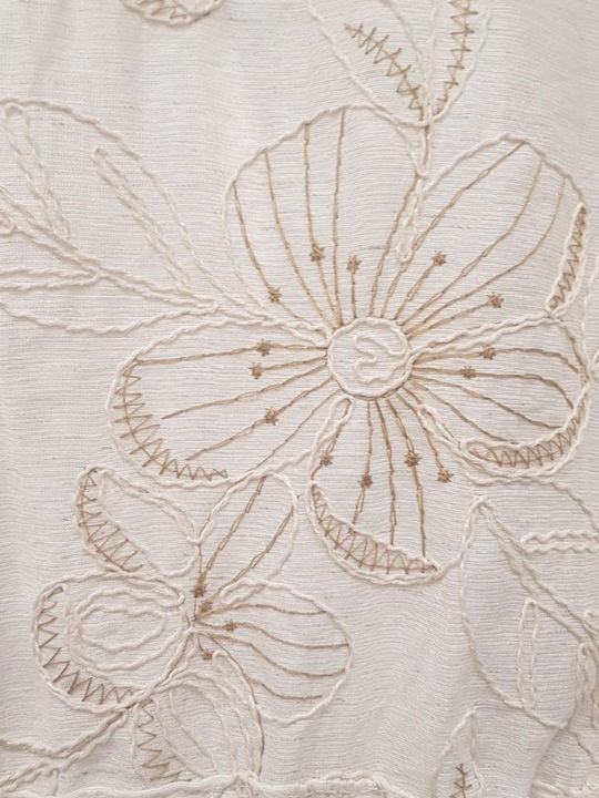 Langärmeliges Damenhemd Beige Blumen
