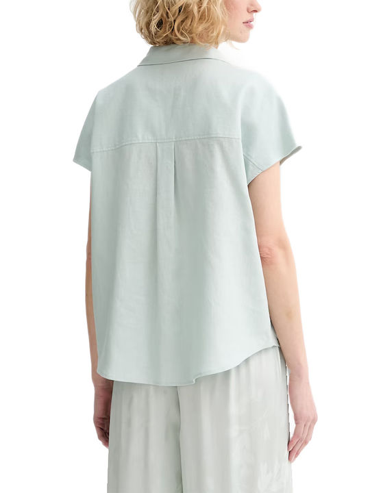Calvin Klein Short Sleeve Women's Linen Shirt Green Calvin Klein Short Sleeve Women's Linen Shirt Green