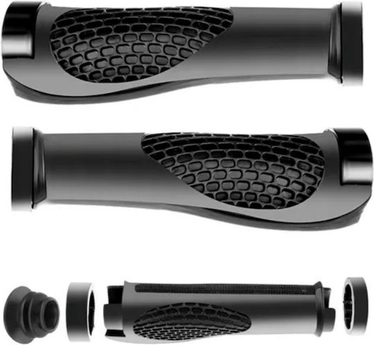 Set 2 Bicycle Grips Rubber Black