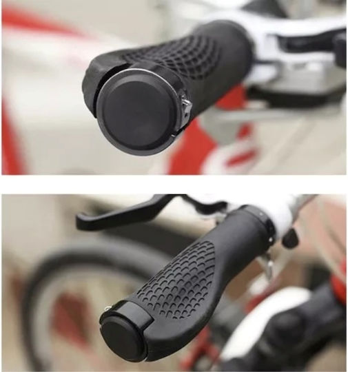 Set 2 Bicycle Grips Rubber Black