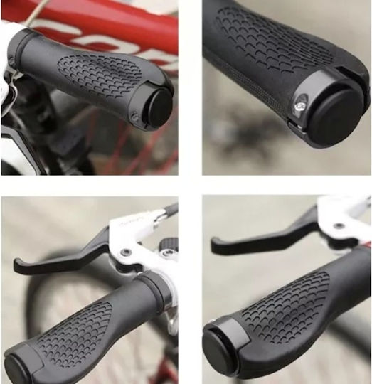 Set 2 Bicycle Grips Rubber Black