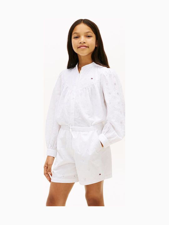 Kinder Shorts Bermudas Stoff Weiß