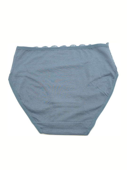 Slip Bumbac Pentru Femei Cu Dantelă Albastru