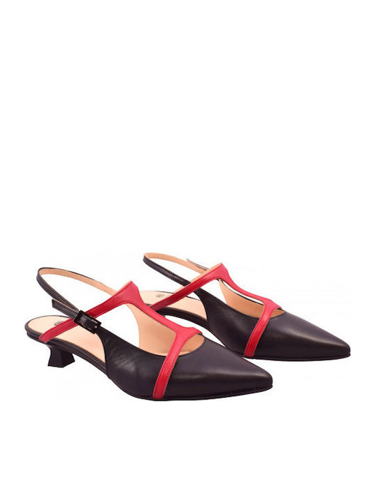 Leather Heels with Low Heel Black