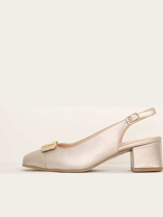 Leather Heels With Medium Gold Heel 692-Ammos-Leather