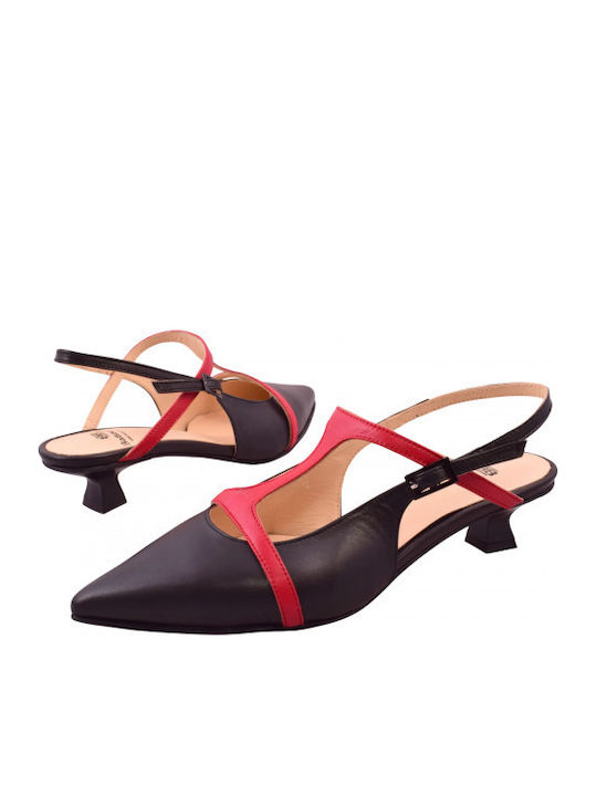 Leather Heels with Low Heel Black