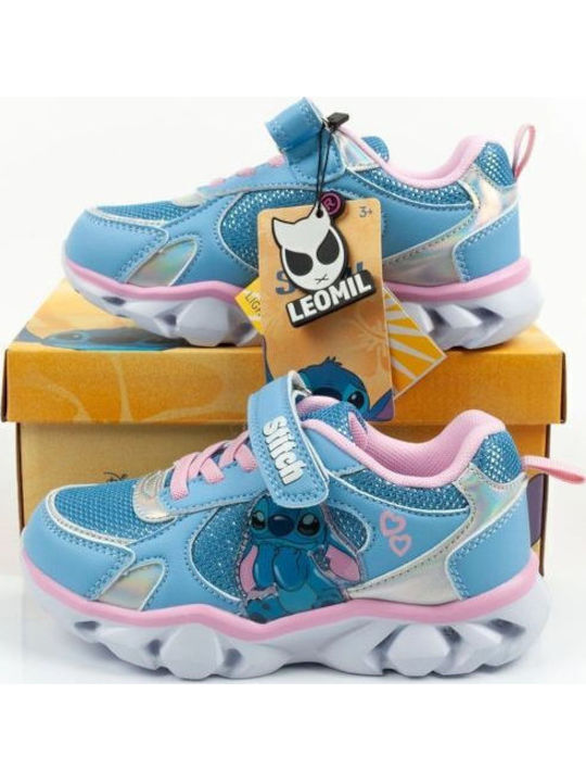 Kids Sneakers with Hoop & Loop Closure & Lights Blue