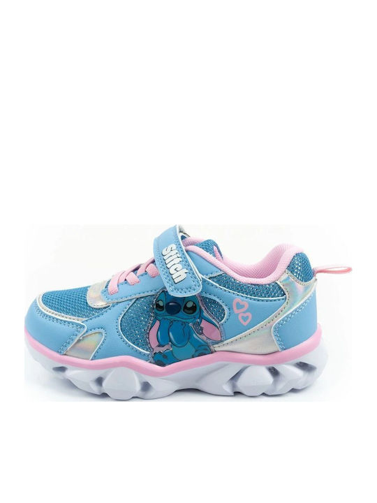 Kids Sneakers with Hoop & Loop Closure & Lights Blue
