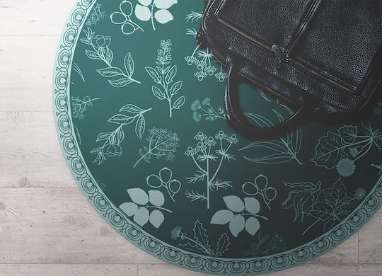 Tulup Rundes Küchenmatte Mit Botanischen Blumen 140cm