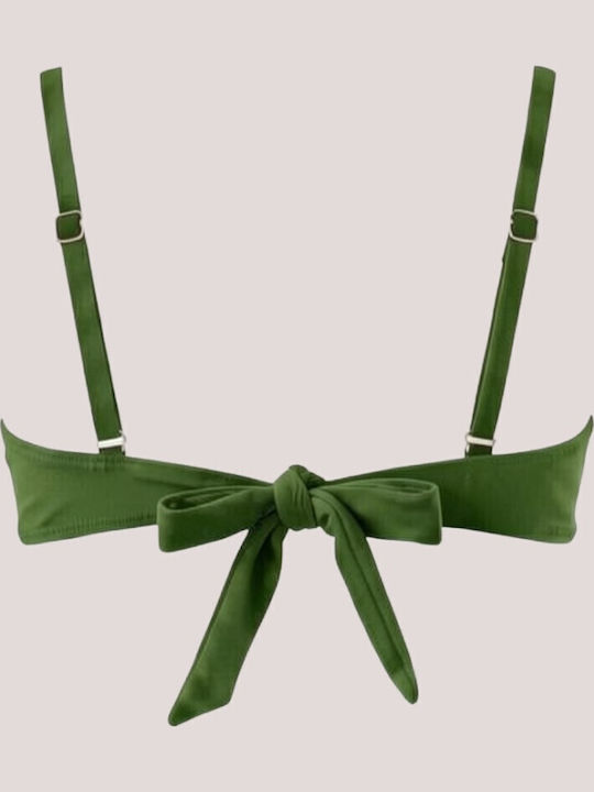 Top De Bikini Fără Bretele Cu Burete Verde
