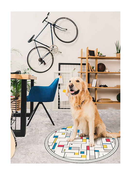 Tulup Round Kitchen Mat Abstract Designs 80cm