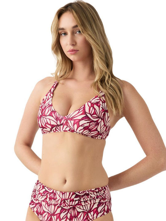 Bikini Dreieck B Becher Mit Polsterung Blumen Burgundisch