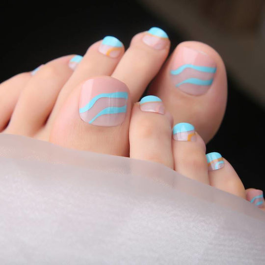 Set 24 Summer Turquoise Toe Nails