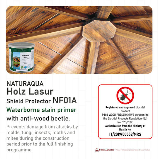Borma Wachs Naturaqua Holz Lasur Wood Preservative Water No62 Mahogany 5lt