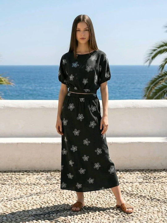 Damenröcke Floral Schwarz Set
