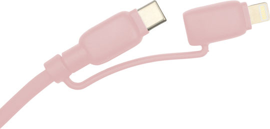 Blue Eagle Be-dc3in1-06 Tpe Fast Charging Cable 65w 3 In 1 Type C - Type C / Lightning 1m Pink