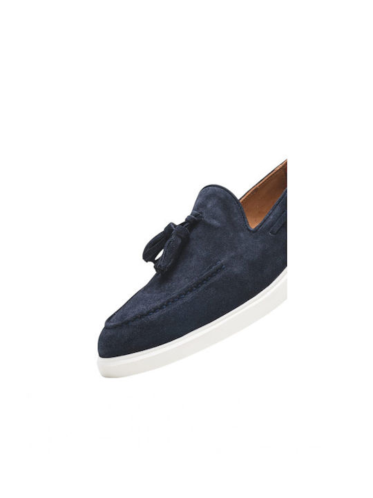 Suede Men's Moccasins in Blue Colour
