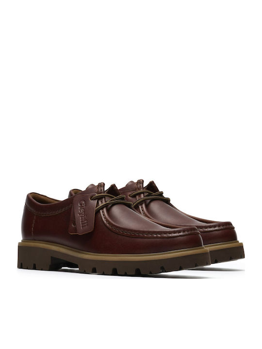 Seam Leather Men's Boat Shoes in Brown Colour