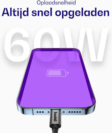 Buddi Flex USB 2.0 Кабел USB-C Мъжки - USB-C 60W Черен 2m
