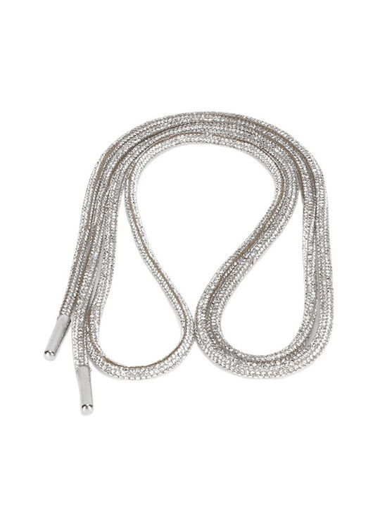 Set 2 Shoelaces Rhinestones 120 Cm Silver