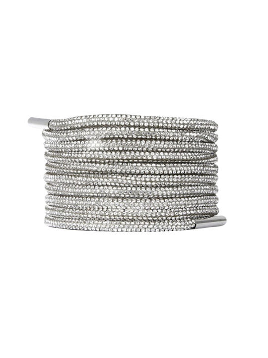 Set 2 Shoelaces Rhinestones 120 Cm Silver