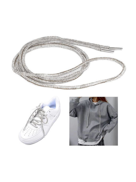 Set 2 Crystal Shoelaces Rhinestones 100 Cm Silver