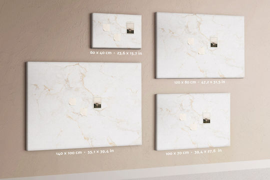 Canava Plută Decorațiune Perete + Piuneze Din Lemn În Set Marmură Elegantă 60x40 Cm