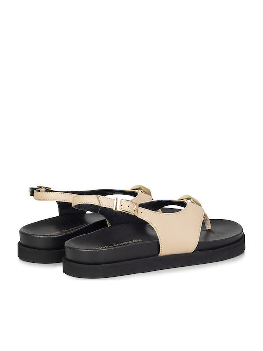 Damen Flache Sandalen Beige