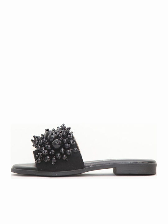 Leather Women's Flat Sandals Black