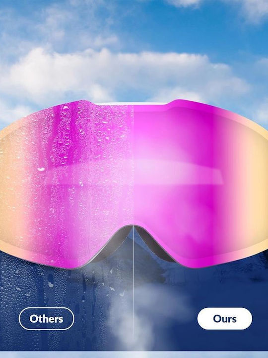 Qunature Ski & Snowboard Mask Adults Pink with Lens in Pink Colour
