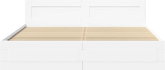 King Size Wooden Bed White with Slats for Mattress 193x203cm
