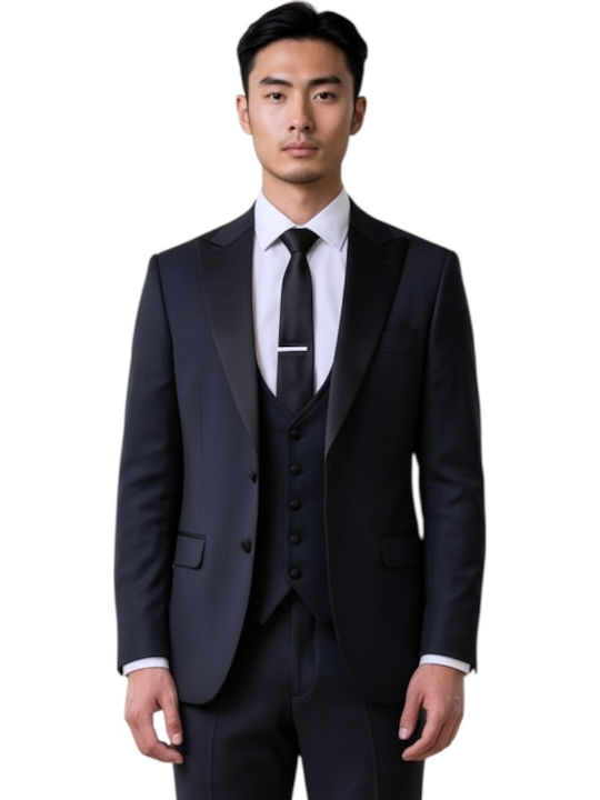 Men's Groom's Suit with Vest Blue