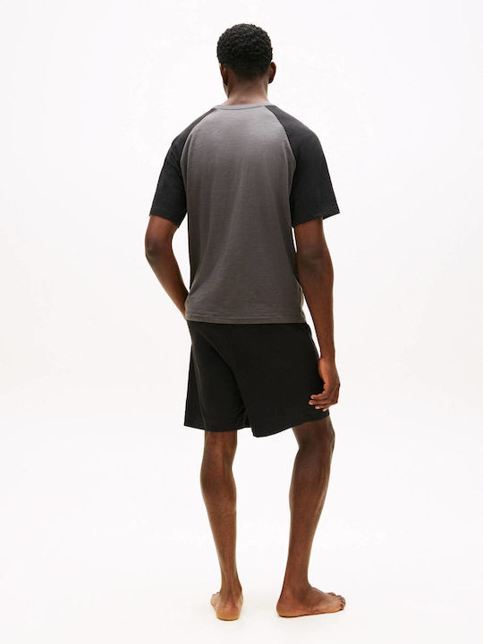 Tommy Hilfiger Sommer Herrenpyjama-Bermuda aus Baumwolle Dark Ash-Schwarz
